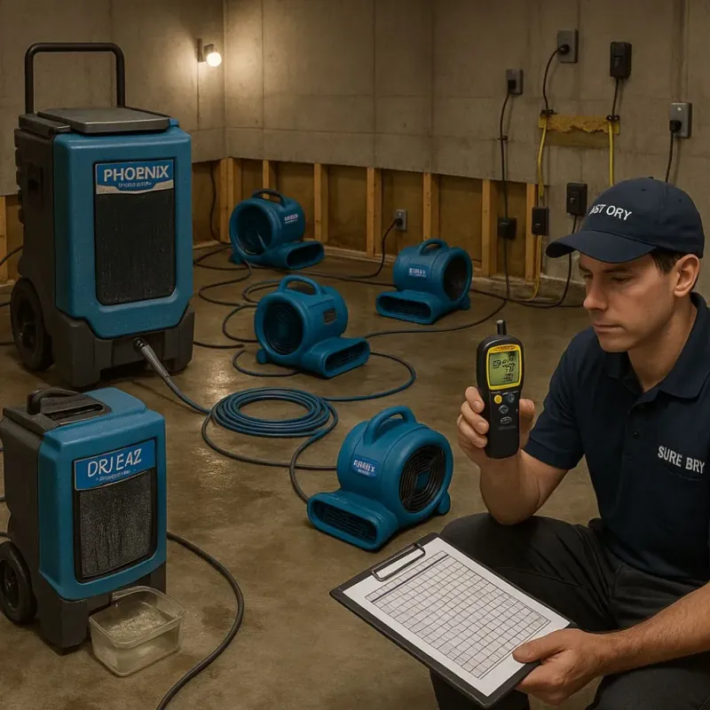Structural Drying and Dehumidification process in Franklin Park, NJ